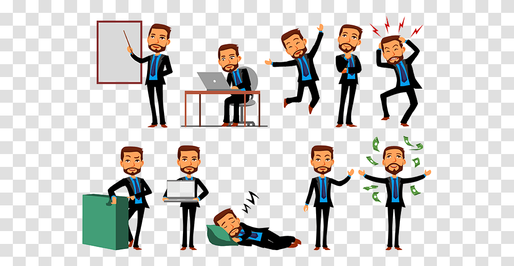 Business Animated Characters Animated Cartoon Characters Man, Person, Audience, Crowd, Speech Transparent Png
