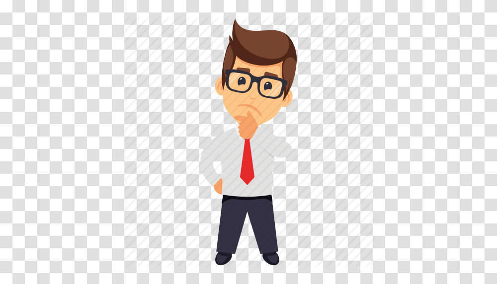 Business Character Confused Business Person Thinking Businessman, Standing, Sunglasses, Tie Transparent Png