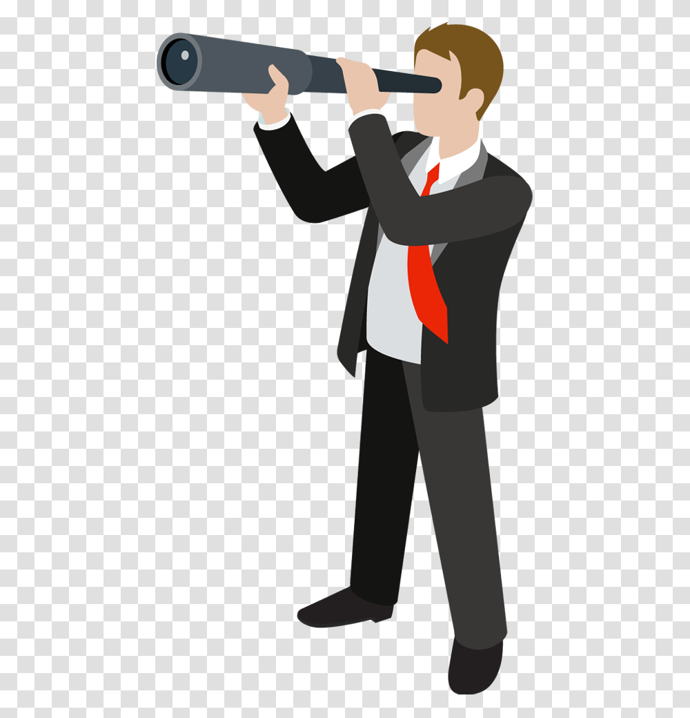 Business Clip Art Man Looking Through Telescope Clipart, Person, Waiter, Hug, Performer Transparent Png