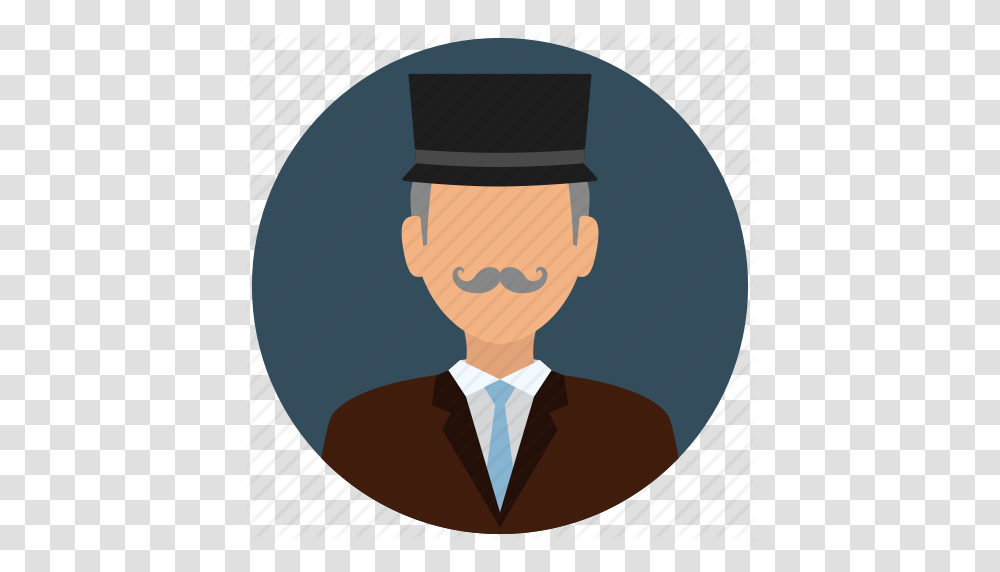 Business Gentleman Hat Man Mustache Old People Icon, Face, Label, Snowman Transparent Png