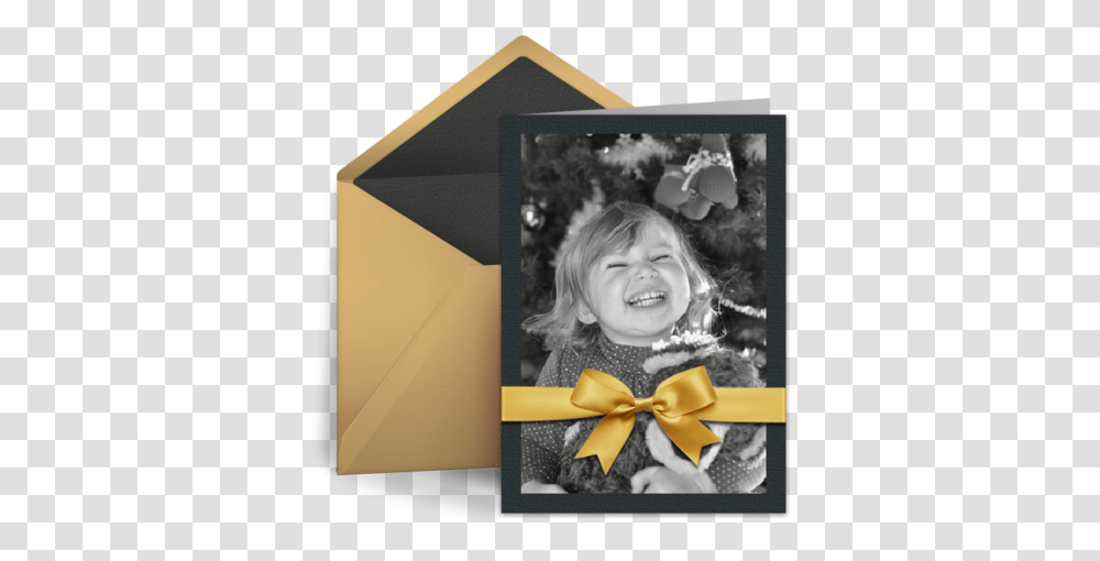 Business Holiday Bow Christmas Card Photograph, Person, Human, Envelope, Face Transparent Png