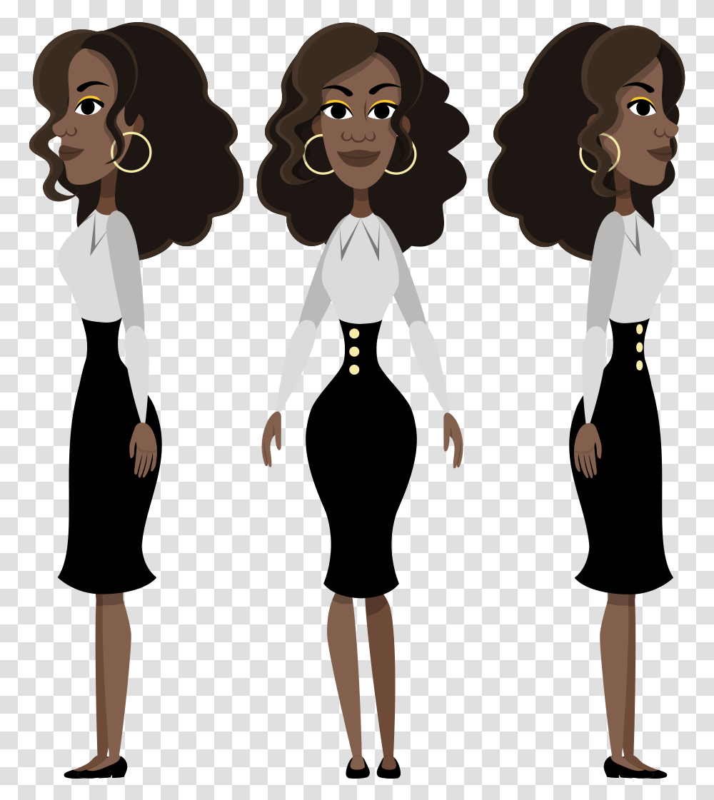 Business Lady Character Animator Puppet Cartoon, Person, Human, Hair, Dress Transparent Png