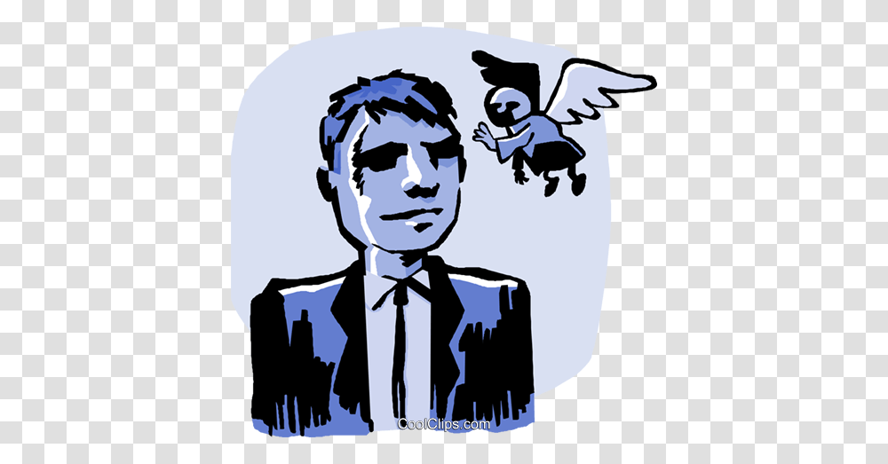 Business Man Angel Advice Royalty Free Vector Clip Art, Stencil, Poster, Advertisement, Person Transparent Png