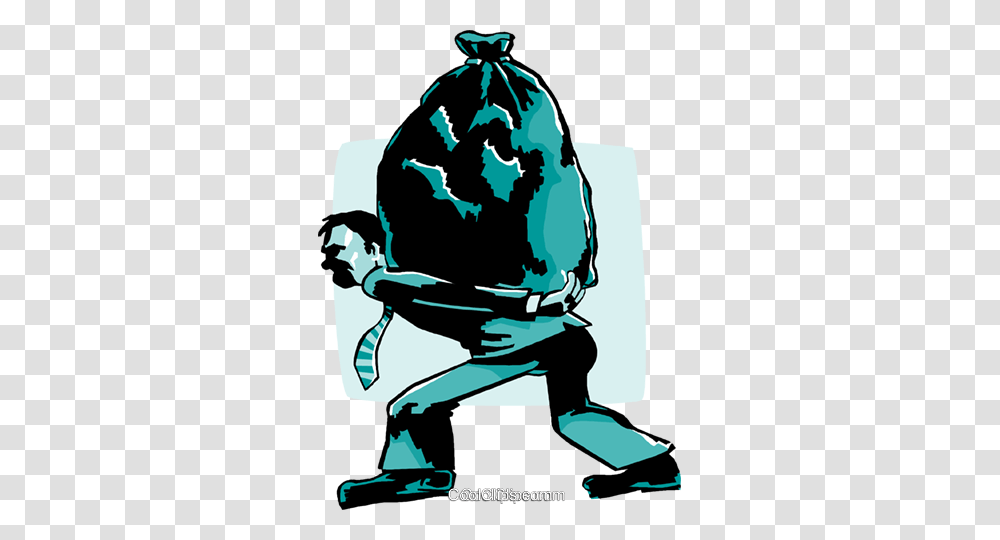 Business Man Carrying Garbage Bag Royalty Free Vector Clip Art, Hand, Person, Human, Fist Transparent Png