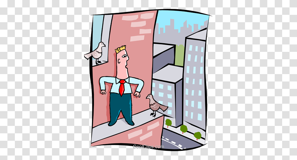 Business Man On Ledge Of Building Royalty Free Vector Clip Art, Poster, Advertisement, Interior Design, Indoors Transparent Png