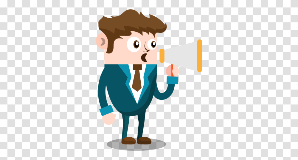 Business Man With Megaphone People Persona Megafono, Face, Poster, Advertisement, Text Transparent Png