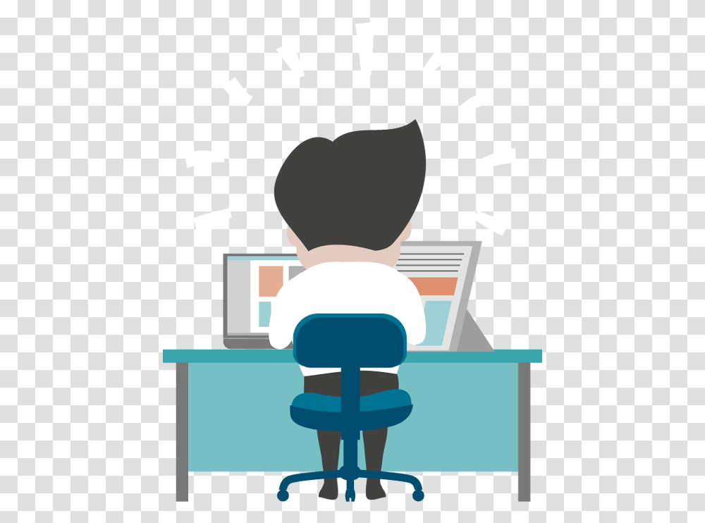 Business Man Working Working At Desk Clipart, Hair, Head, Person, Human Transparent Png