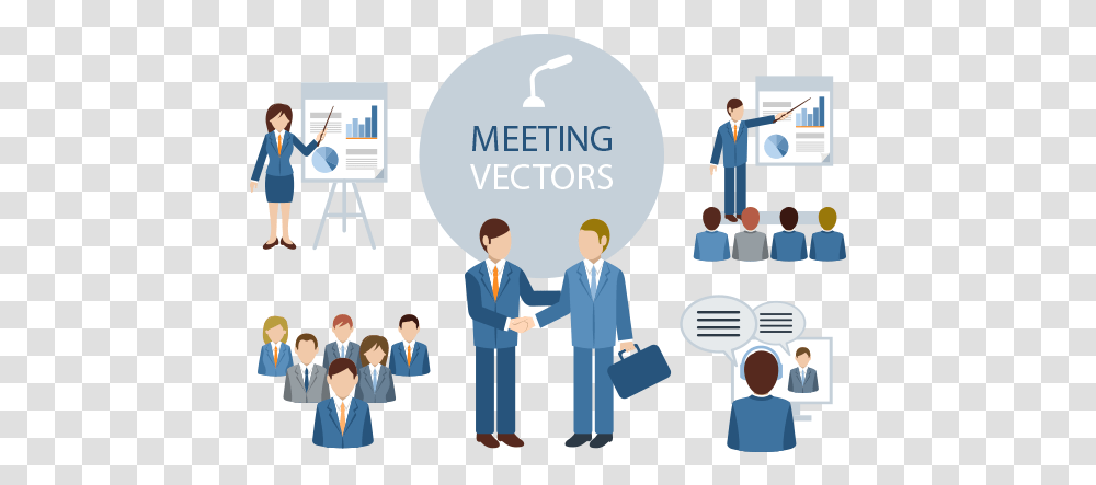 Business Meeting Illustrations Free Vector And Company Formation Presentation, Person, Human, Crowd, People Transparent Png