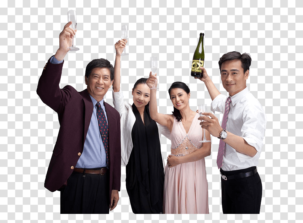 Business People Celebrating People Celebrating, Person, Tie, Clothing, Bottle Transparent Png