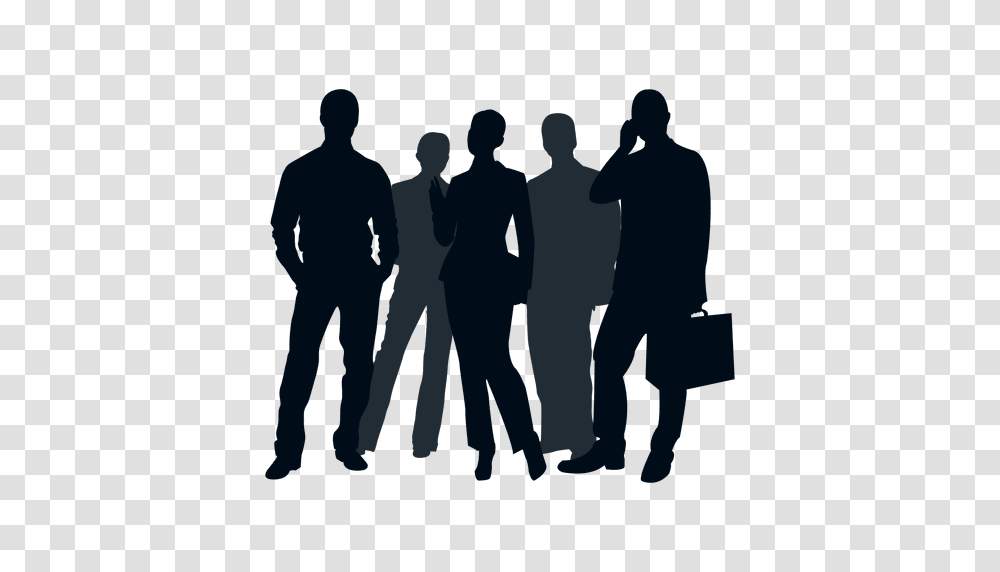 Business People Group Silhouette, Person, Standing, Pedestrian, Bag Transparent Png