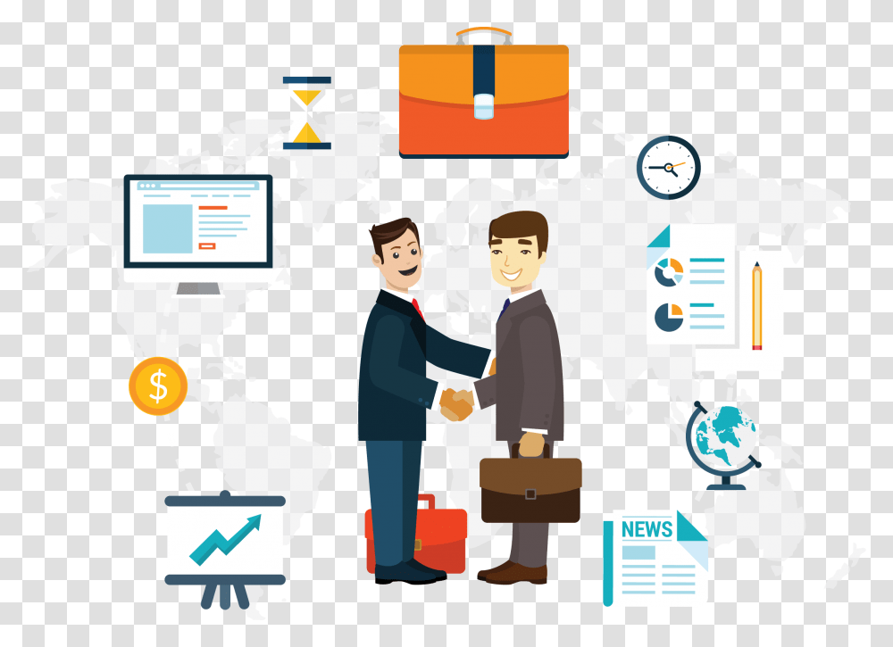 Business People Handshake Vector, Person, Monitor, Network Transparent Png