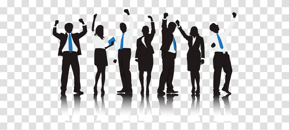 Business Team Success In Blue Background Success, Person, Silhouette, People Transparent Png