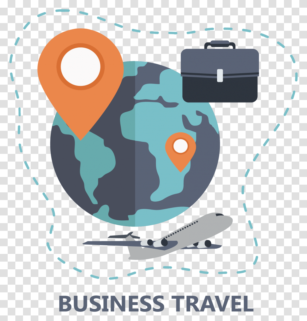 Business Travel Clipart Cute Earth, Vehicle, Transportation, Plot Transparent Png