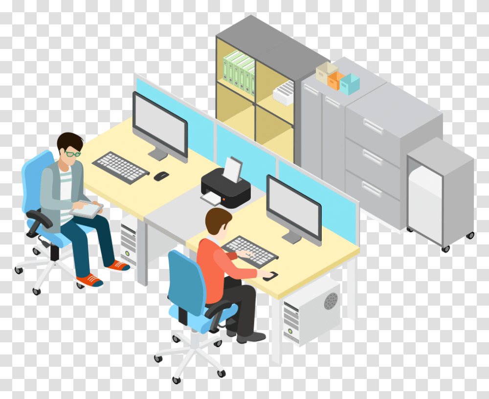 Business Vector Illustration Office People Free Clipart Business Office, Furniture, Table, Person, Human Transparent Png