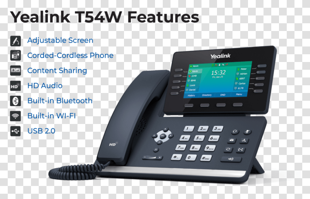 Business Voip Phone System Lake Worth Yealink Sip T54w, Electronics, Mobile Phone, Cell Phone, Dial Telephone Transparent Png