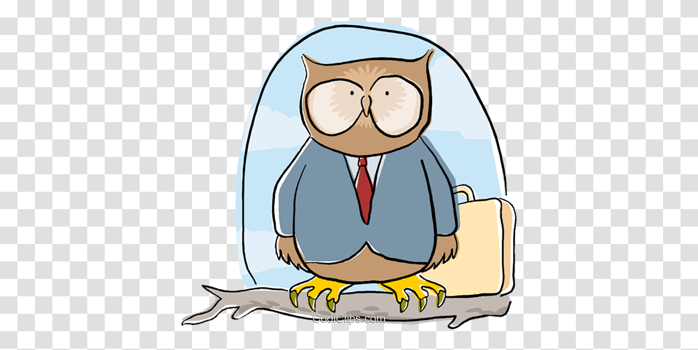Business Wise Owl Sitting On A Branch Royalty Free Vector Clip Art, Animal, Penguin, Bird, Drawing Transparent Png