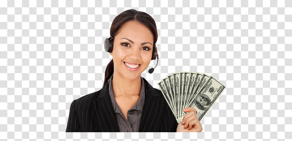 Business Woman And Mony, Person, Human, Money, Dollar Transparent Png