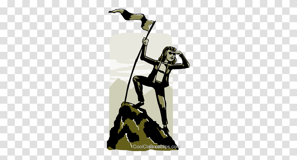 Business Woman Conquering Peak Royalty Free Vector Clip Art, Person, Bird, Animal, Stencil Transparent Png