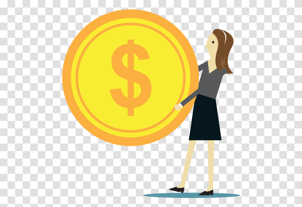 Business Woman Holding A Lot Of Money Illustration, Standing, Outdoors, Nature, Hand Transparent Png