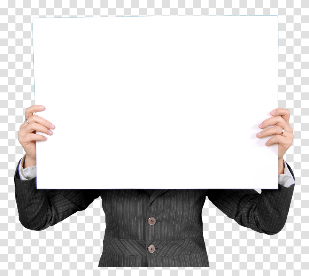 Business Woman Holding Blank Board Image, Person, White Board, Human Transparent Png