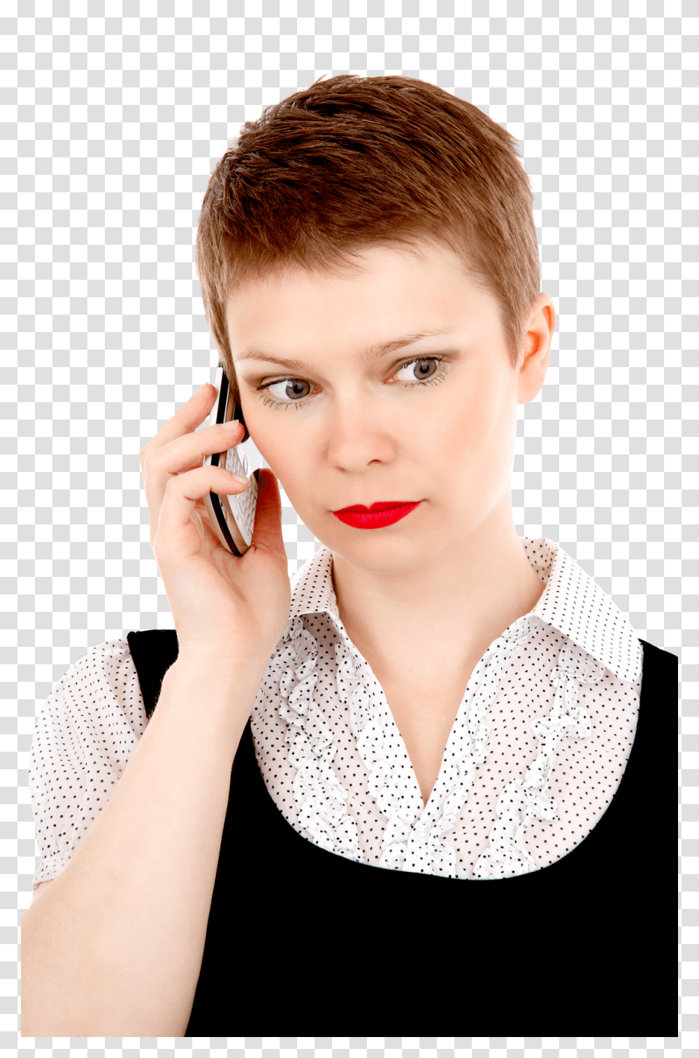 Business Woman On Mobile Phone Image, Person, Face, Cosmetics, Lipstick Transparent Png