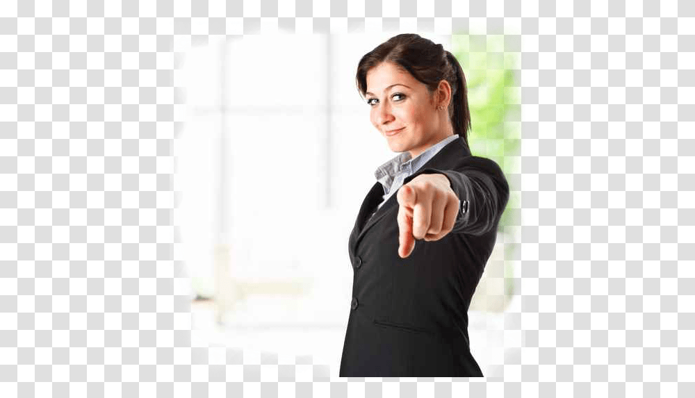 Business Woman Pointing Spoken English Best Institute, Female, Person, Suit Transparent Png