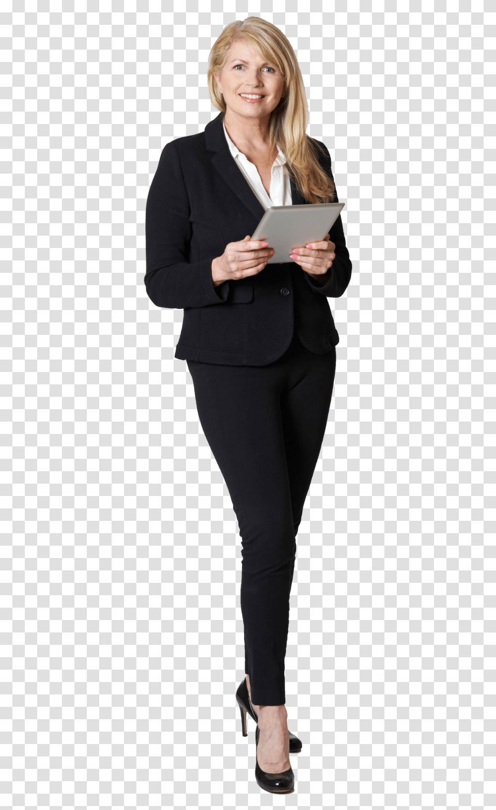 Business Woman Standing Download Business Woman, Apparel, Suit, Overcoat Transparent Png