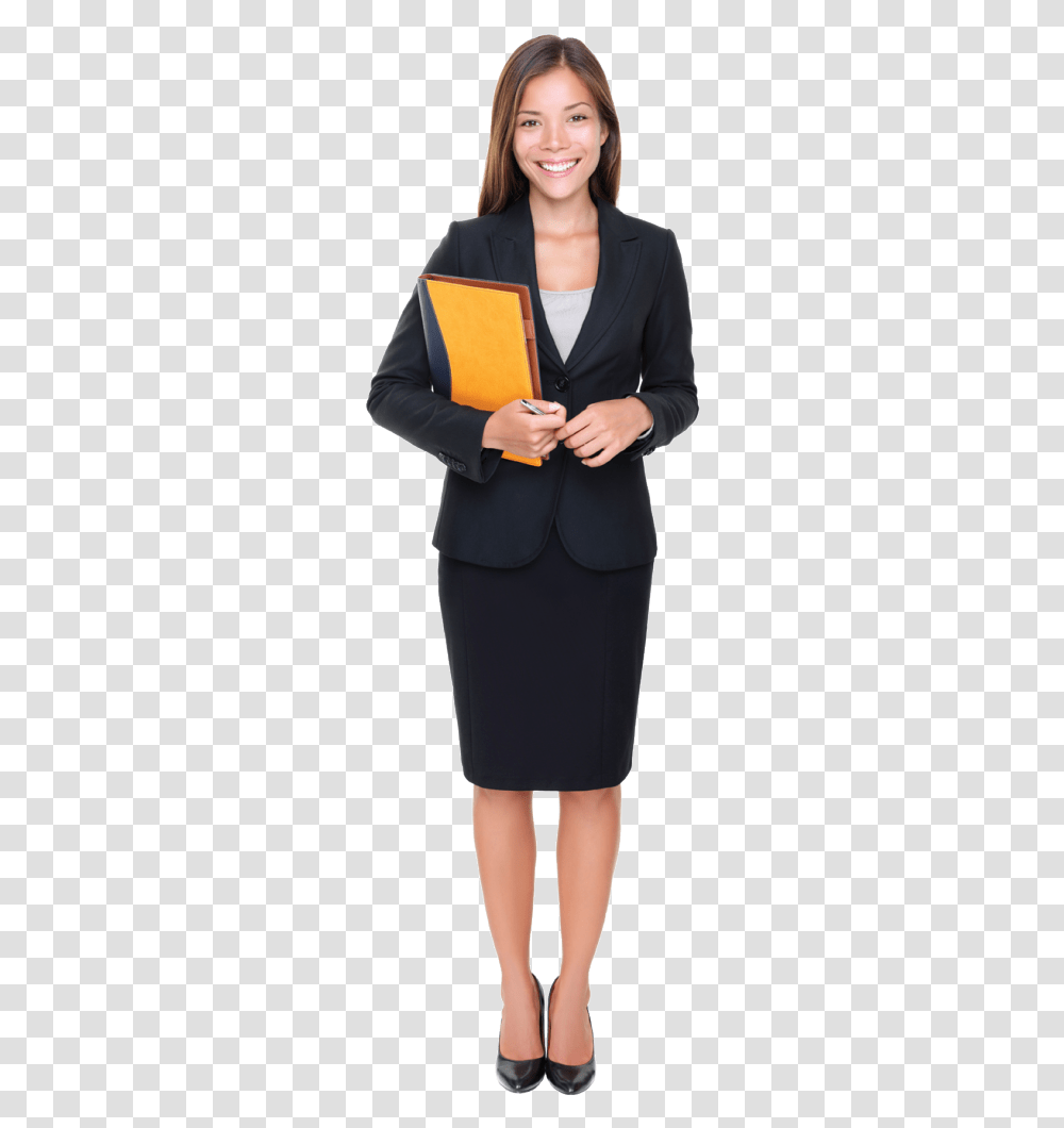 Business Woman Standing, Suit, Overcoat, Apparel Transparent Png