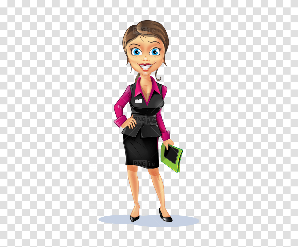 Business Women Cartoon Women Character, Female, Person, Human, Dress Transparent Png