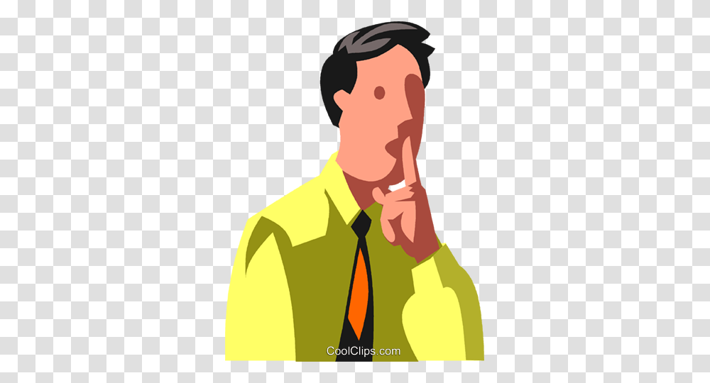 Businessman Asking For Quiet Royalty Free Vector Clip Art, Person, Face, Shirt Transparent Png