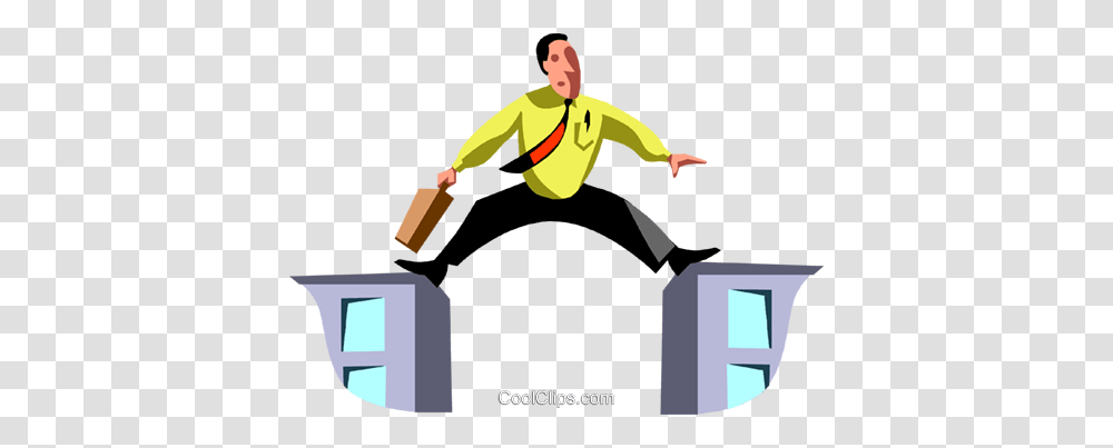 Businessman Caught Between Two Buildings Royalty Free Vector Clip, Person, Sport, Kicking Transparent Png