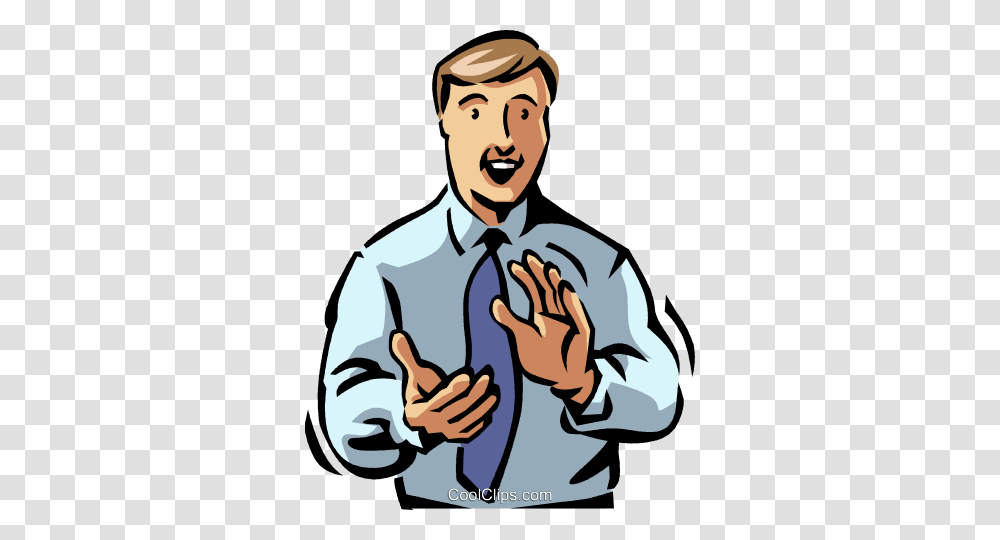Businessman Clapping Royalty Free Vector Clip Art Illustration, Hand, Face, Crowd, Performer Transparent Png