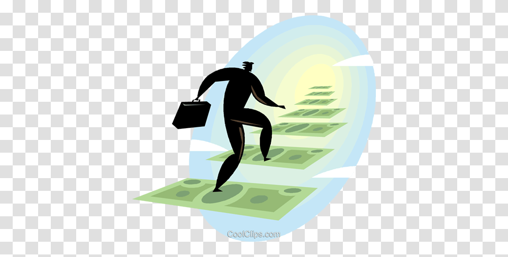 Businessman Climbing Staircase Of Money Royalty Free Vector Clip, Person, Sport, Golf, Photography Transparent Png