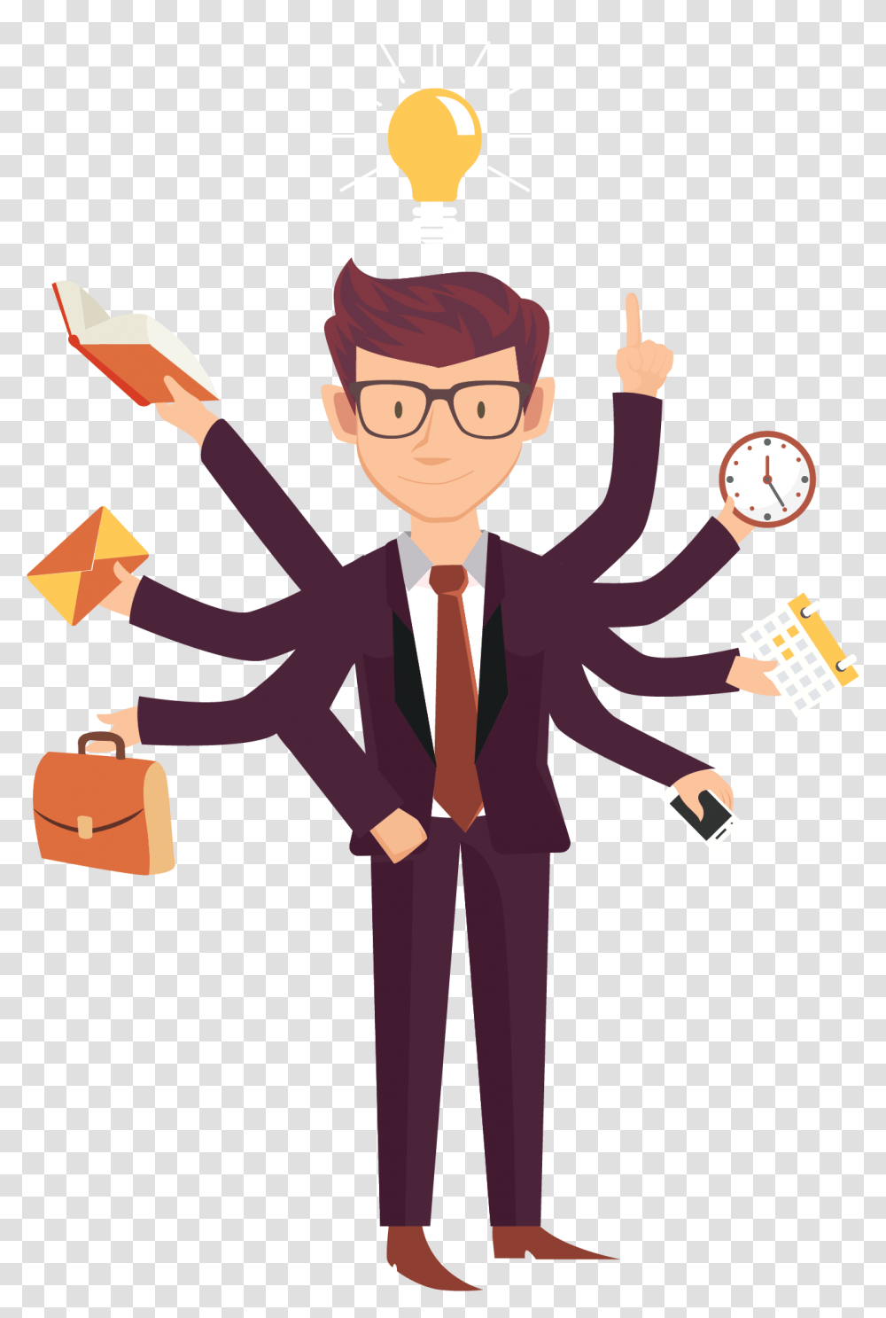 Businessman Clipart Busy Job V S Business Motivation, Person, Performer, Magician, Clock Tower Transparent Png