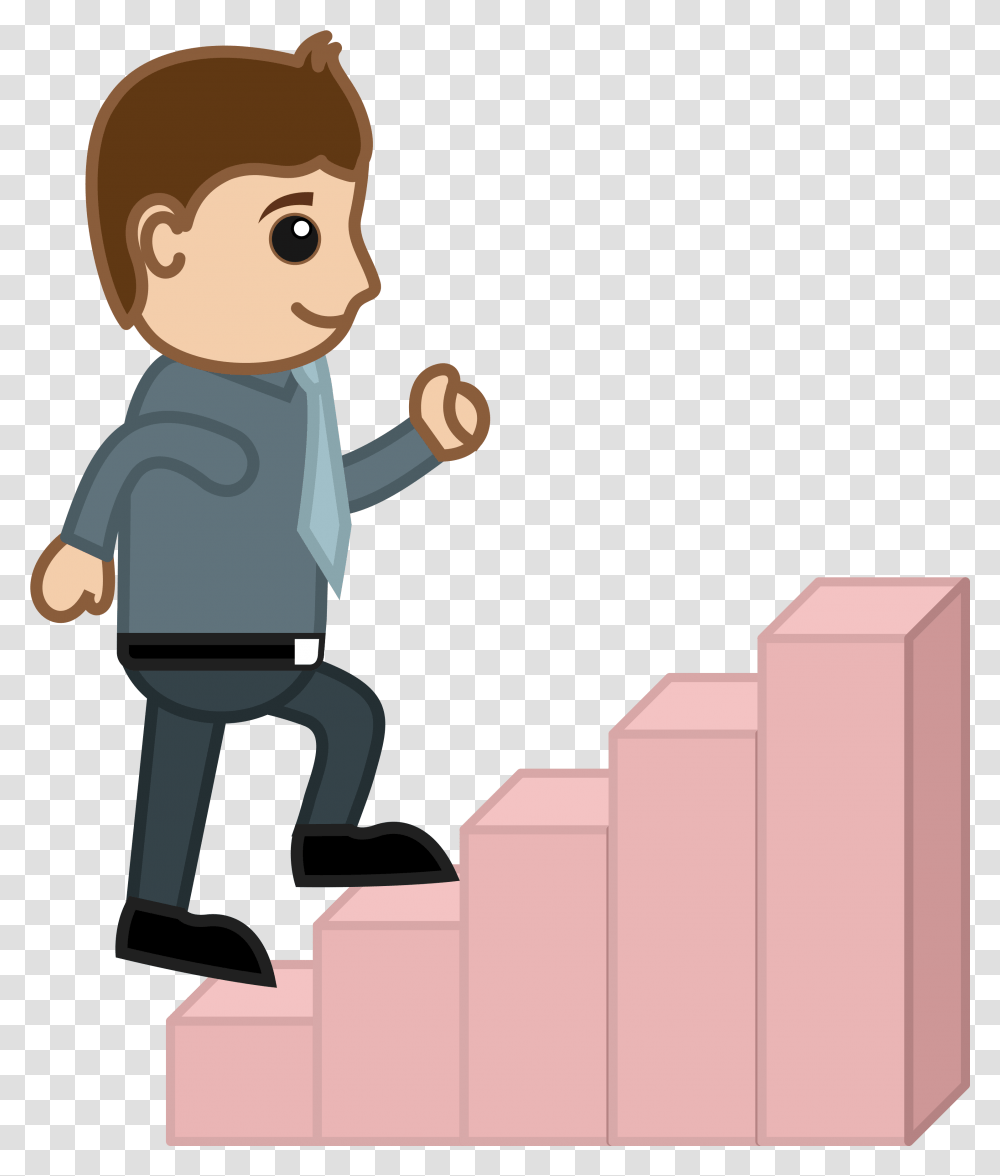 Businessman Clipart Stepping Cartoon, Handrail, Banister, Toy, Staircase Transparent Png