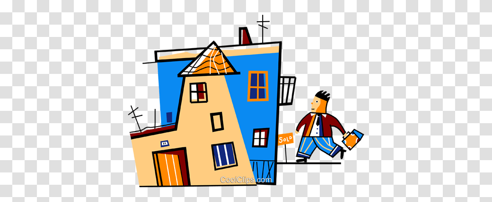 Businessman Coming Home After Work Royalty Free Vector Clip Art, Person, Neighborhood, Urban, Building Transparent Png