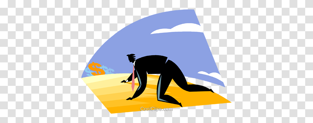 Businessman Crawling Through The Desert Royalty Free Vector Clip, Person, Animal, Mammal, Outdoors Transparent Png