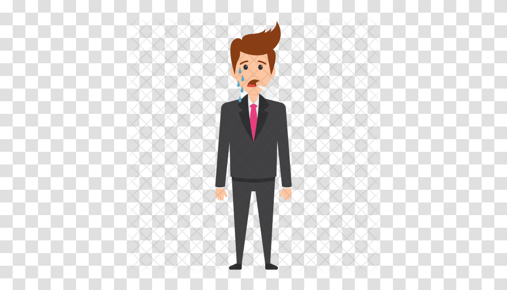 Businessman Crying Icon Of Flat Style Businessman Angry, Suit, Overcoat, Clothing, Person Transparent Png