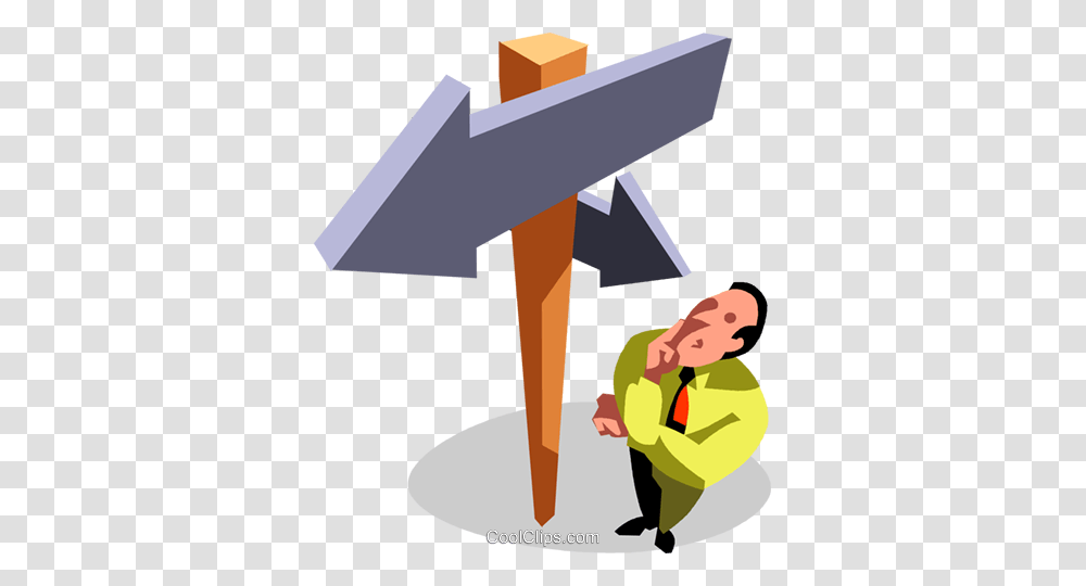 Businessman Deciding Which Way To Go Royalty Free Vector Clip Art, Cross, Outdoors, Nature, Photography Transparent Png