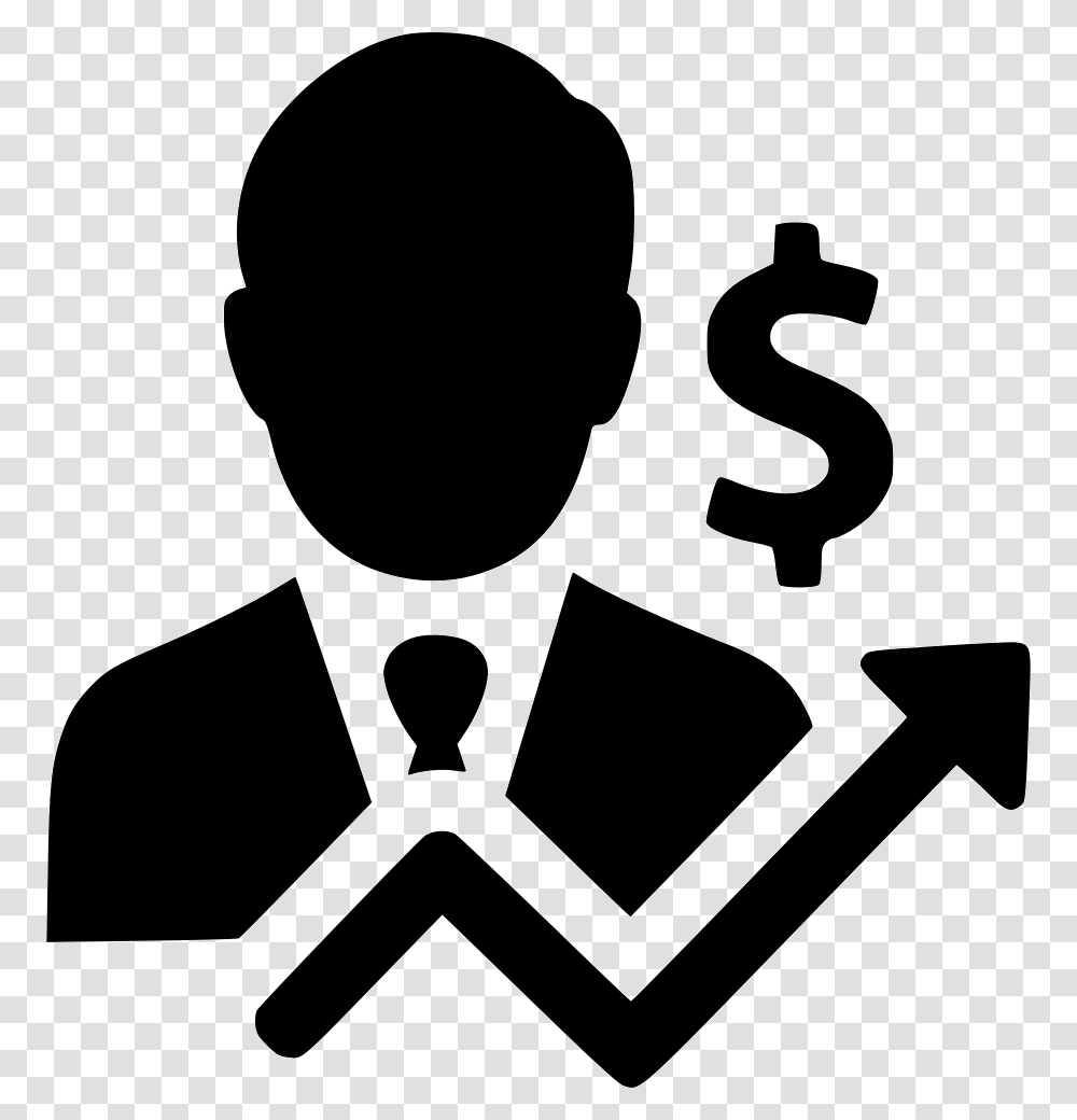 Businessman Earnings Income Profit Salesman Statistics Businessman Icon, Stencil, Silhouette Transparent Png