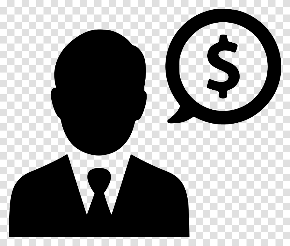 Businessman Earnings Sales Dollar Business Comments Free Man Icon, Stencil, Number Transparent Png