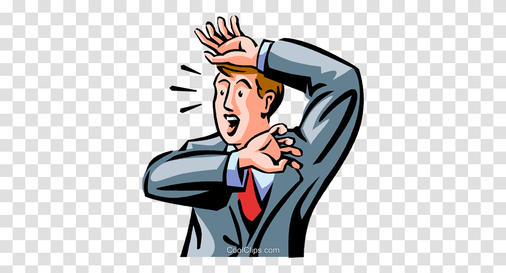 Businessman Frightened Royalty Free Vector Clip Art Illustration, Person, Human, Performer, Hand Transparent Png