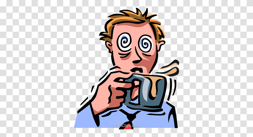 Businessman Having To Much Caffeine Royalty Free Vector Clip Art, Musical Instrument, Person, Human, Harmonica Transparent Png
