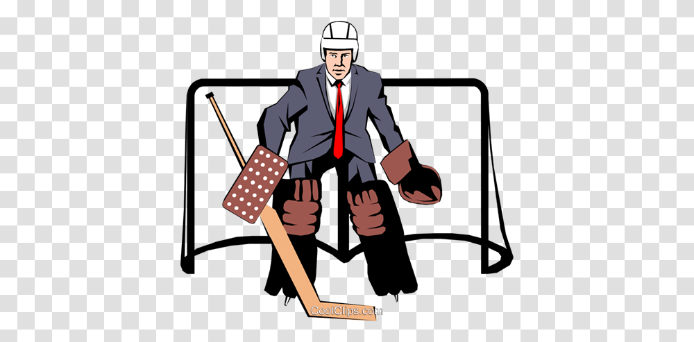 Businessman Hockey Goalie Royalty Free Vector Clip Art, Person, Helmet, Tie Transparent Png