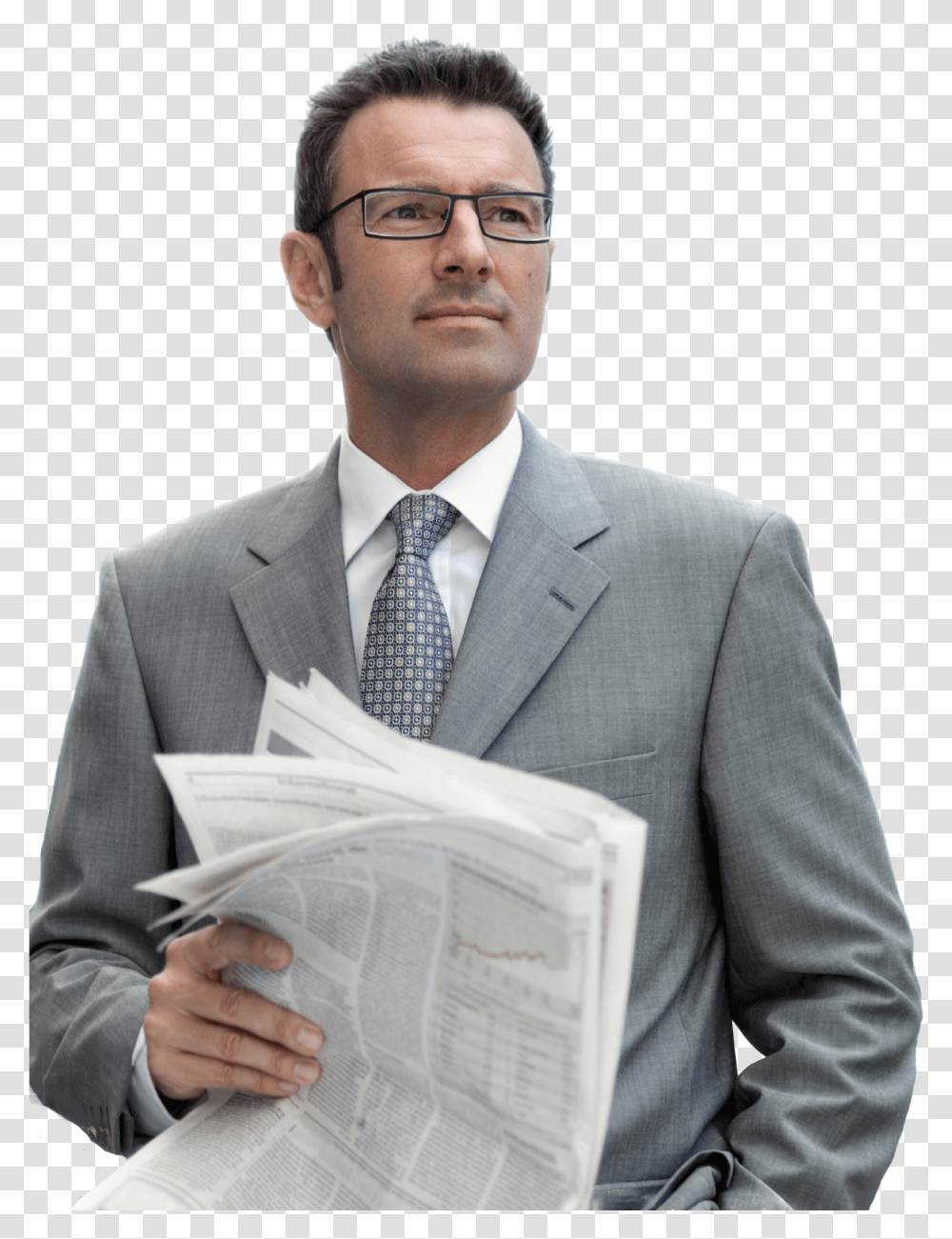 Businessman Image Man With Newspaper, Tie, Accessories, Suit, Overcoat Transparent Png