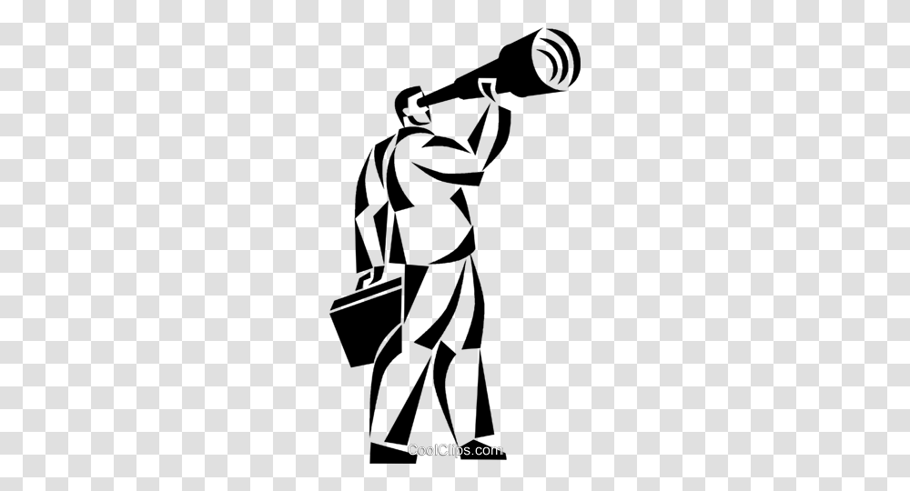 Businessman Looking Through A Telescope Royalty Free Vector Clip, Person, Human, Silhouette, Bag Transparent Png