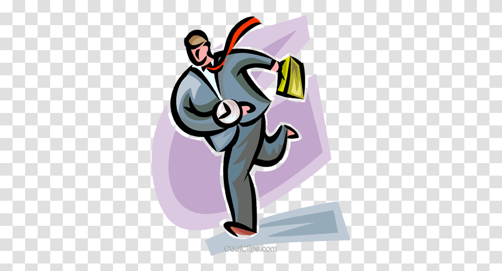 Businessman Running Late Royalty Free Vector Clip Art Illustration, Martial Arts, Sport, Sports, Duel Transparent Png