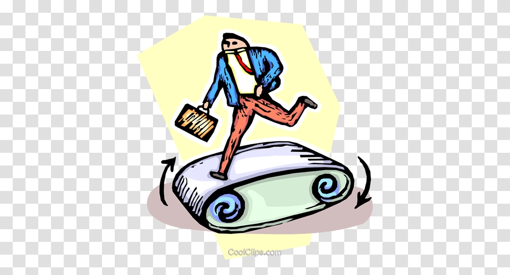 Businessman Running On A Treadmill Royalty Free Vector Clip Art, Person, Car Wash, Vehicle, Transportation Transparent Png