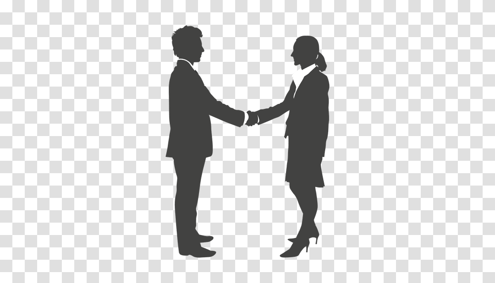 Businessman Shaking Hands To Woman, Person, Human, Holding Hands, Handshake Transparent Png