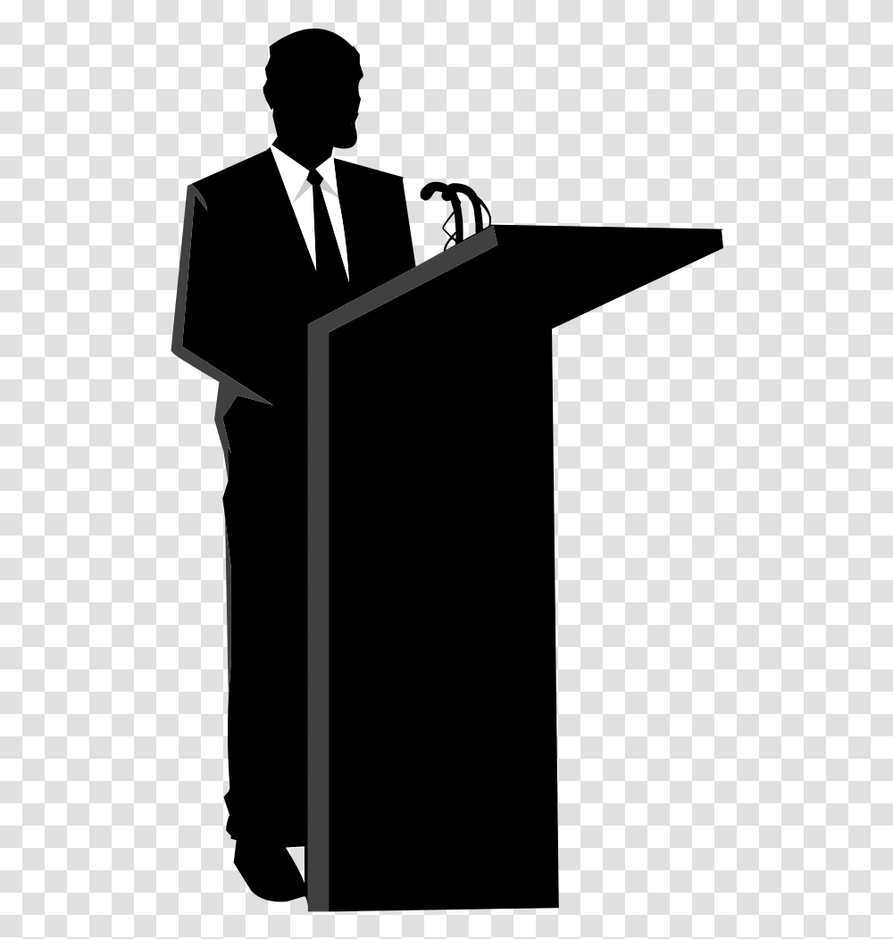 Businessman Silhouette Person Speaking On A Podium, Cross, Tie, Accessories Transparent Png